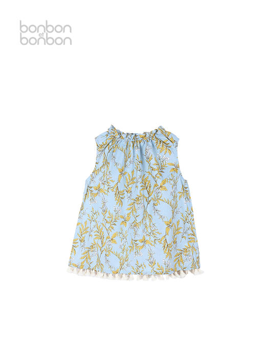 花边领流苏无袖上衣九分裤套装 商品图1