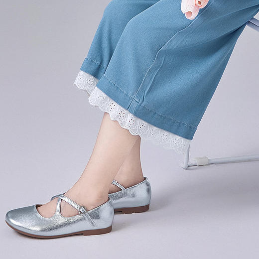 笛莎Deesha 童装女童裤子2025夏新款女童优雅花边牛仔阔腿裤 商品图3