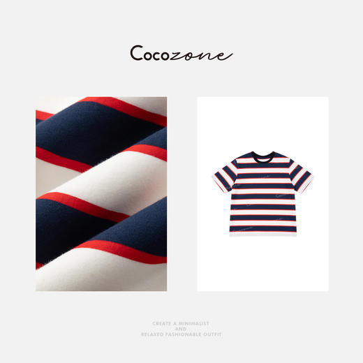 COCO ZONE 刘一一 2025新款精致条纹宽松圆领短袖T恤CD2A0555 商品图2