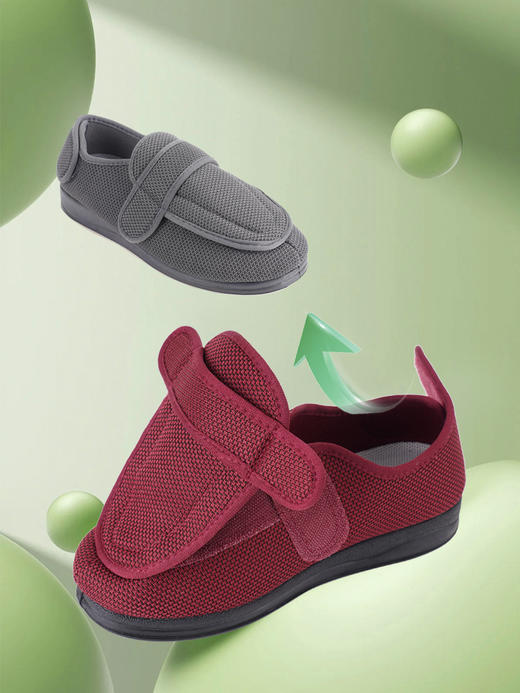 巴玛适可调节鞋脚肿女鞋老人脚宽脚胖脚变形透气男女鞋防滑舒适鞋A4 商品图0