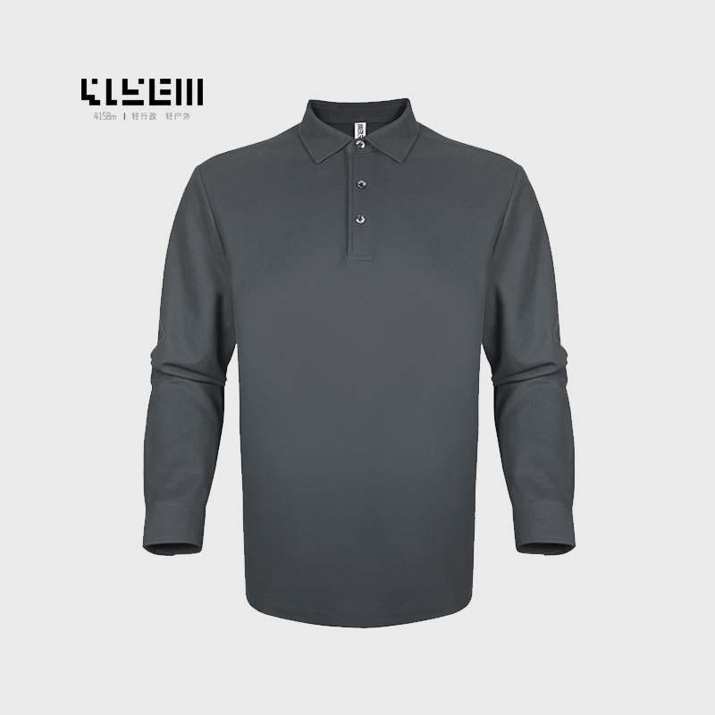 4158m山系行政 万能公式肌理贝壳扣长袖polo衫长袖翻领T恤（福利款）