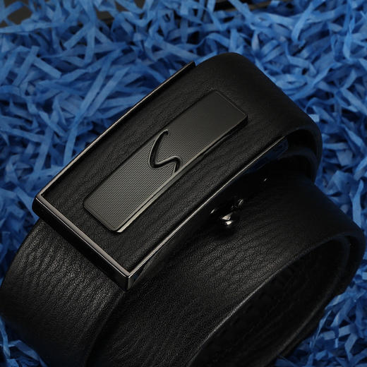 6942199078375105 沙驰satchi 男式腰带头层牛皮内穿自动扣商务真皮休闲皮带中年【节日礼物】105cm 商品图1