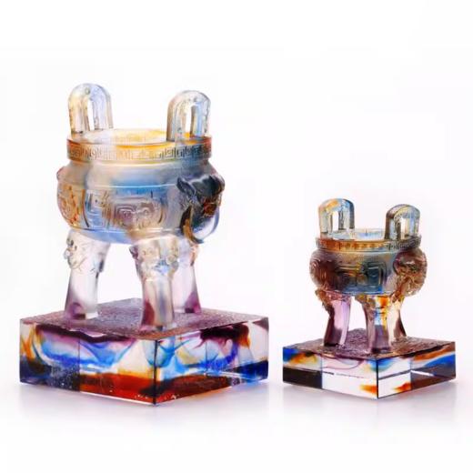 【样品特惠4.5折，无原包装仅1件，无货退款】琉璃鼎摆件书房招财中式家居开业礼品双龙三足鼎乔迁礼物桌面装饰福缘琉璃-财富宝鼎【不支持补差，非质量问题不退不换】S 商品图1