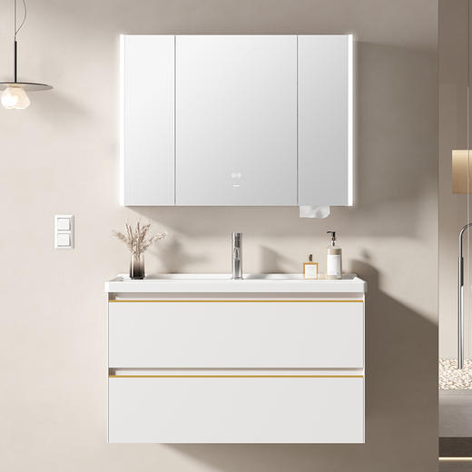 帝王洁具卫浴浴室柜洗脸洗漱台陶瓷一体洗手盆柜组合CB199悦然 商品图0