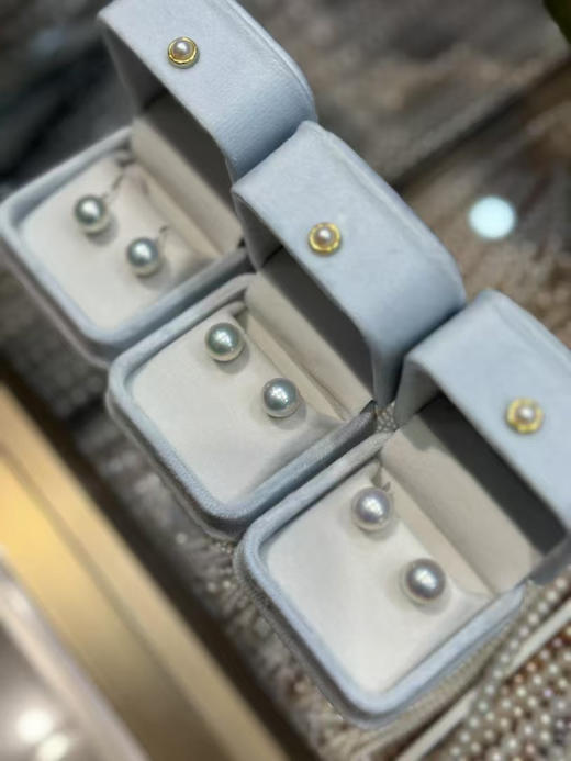 317-5 炒鸡性价比 定制无退换 11-12mm 正圆极光爱迪生珍珠 耳钉/耳钩 商品图2