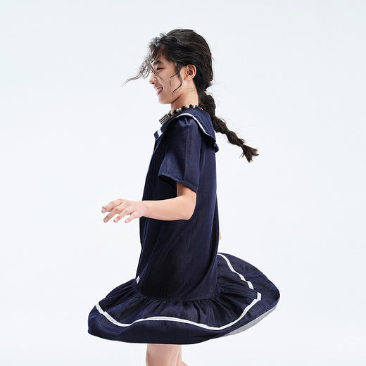 笛莎Deesha青少年女童连衣裙2025夏季女童牛仔连衣裙 商品图2