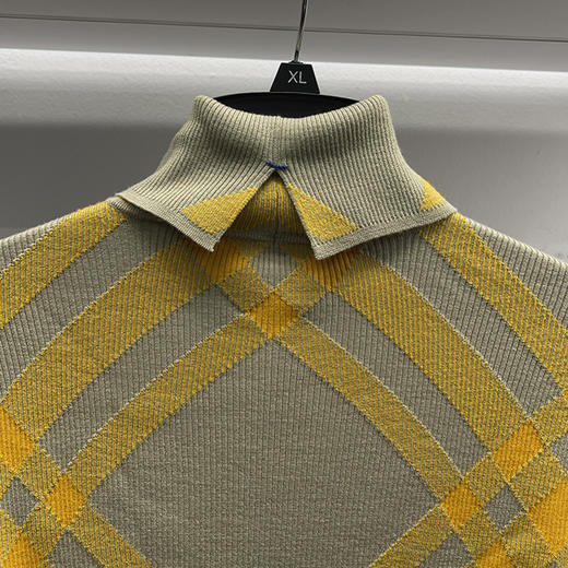 BUR*E**Y/巴*莉 女士绵羊毛混纺格纹休闲高领长袖套头毛衣 商品图2