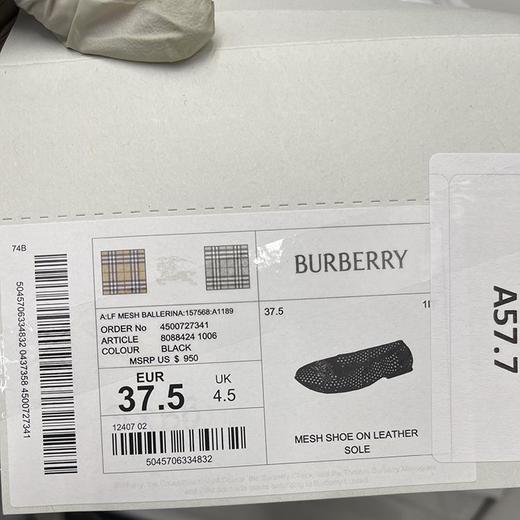 BUR*E**Y/巴*莉 女士纯色刺绣图网面透气平底浅口单鞋 商品图4