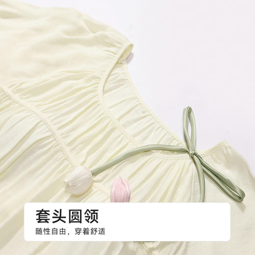 都市丽人生活家居女士梭织棉短袖裙薄麻麻纱短袖类LHH6D2 商品图4