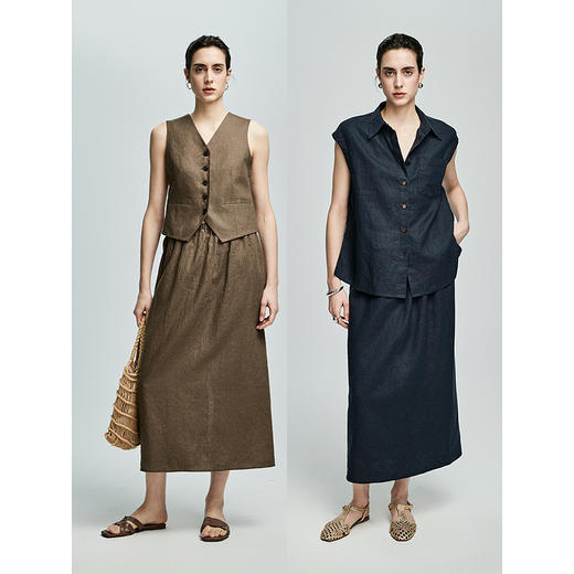 棉仓362617012-初棉粗支亚麻半身裙 商品图2