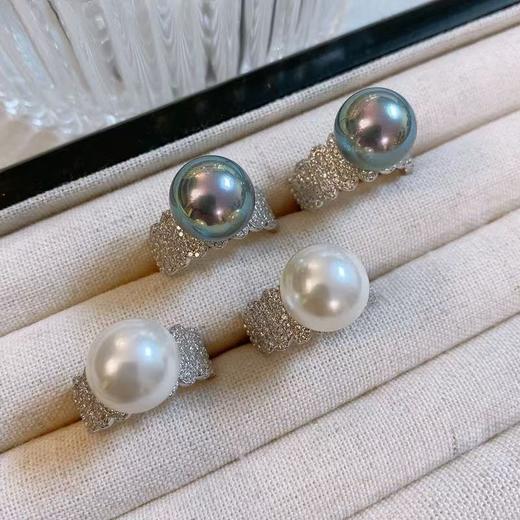 925银经典澳白珍珠戒指女气质法式名媛蕾丝微镶钻公主真多麻指环 商品图0