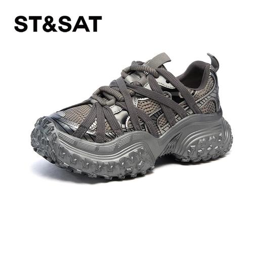 2楼星期六女鞋(新百购）2025年复古做旧脏脏轮胎榴莲厚底休闲老爹鞋SSD1112608 商品图0