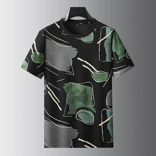 【DDA】大依优型大码短袖T恤男士加肥加大花短袖高克重圆领宽松休闲印花半袖 商品图1