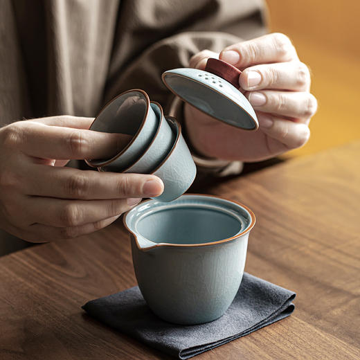 「一壶三杯！精美礼盒装」木言福蕴旅行茶具 陶瓷中式便携式户外商务快客套装餐饮用具 商品图3