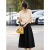 【夏日新品】熙世界黑色百褶半身裙女春夏2025年新款通勤百搭中长款a字裙伞裙 商品缩略图4
