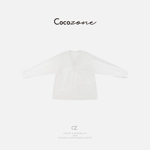 COCO ZONE 刘一一2025法式白色V领春季薄款长袖衬衫CD2A0617 商品图0