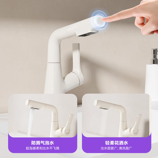 帝王洁具冷热水龙头卫生间洗脸盆家用抽拉式升降旋转MD11071 商品图2
