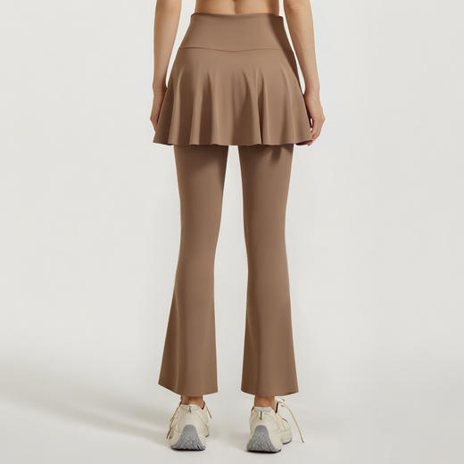 跃牌【瑜堂系列】新款拼色喇叭裙裤高弹显瘦假两件高腰跑步健身瑜伽裤JYMK137 商品图2