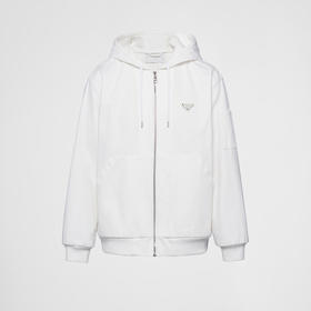 PRADA 普拉达 男士 男士珐琅金属三角形徽标棉质连帽外套 白色 GEB259 1ZFB F01CD