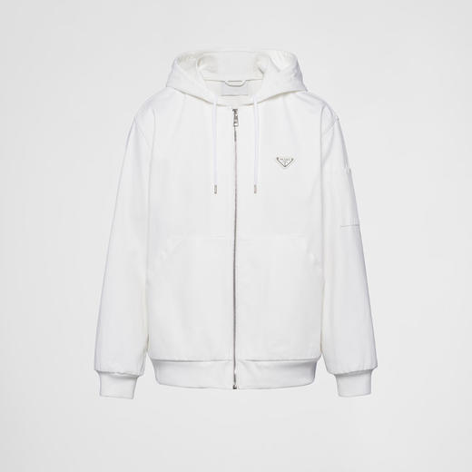 PRADA 普拉达 男士 男士珐琅金属三角形徽标棉质连帽外套 白色 GEB259 1ZFB F01CD 商品图0