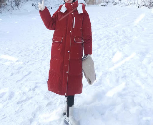 裁缝学苑AS447连帽白鸭绒羽绒服纸样女装冬长款过膝面包服样板图纸 商品图3