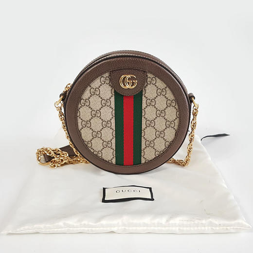 【95新】Gucci古驰Ophidia系列550618 老花Ophidia圆饼包单肩斜挎包女士现售价：4000！110325NJS02 商品图1