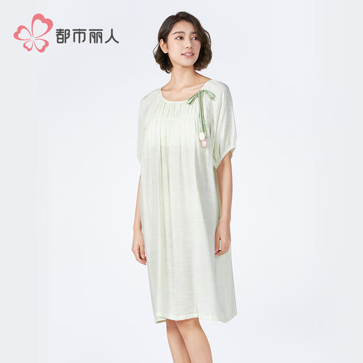 都市丽人生活家居女士梭织棉短袖裙薄麻麻纱短袖类LHH6D2 商品图2