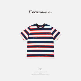 COCO ZONE 刘一一 2025新款精致条纹宽松圆领短袖T恤CD2A0555