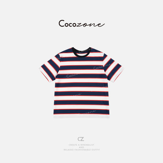 COCO ZONE 刘一一 2025新款精致条纹宽松圆领短袖T恤CD2A0555 商品图0