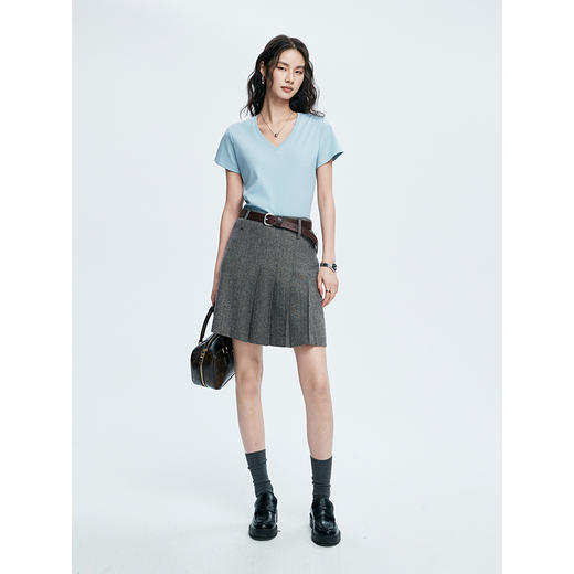 棉仓363601006-初棉丝柔棉简约V领正肩短袖T 商品图3