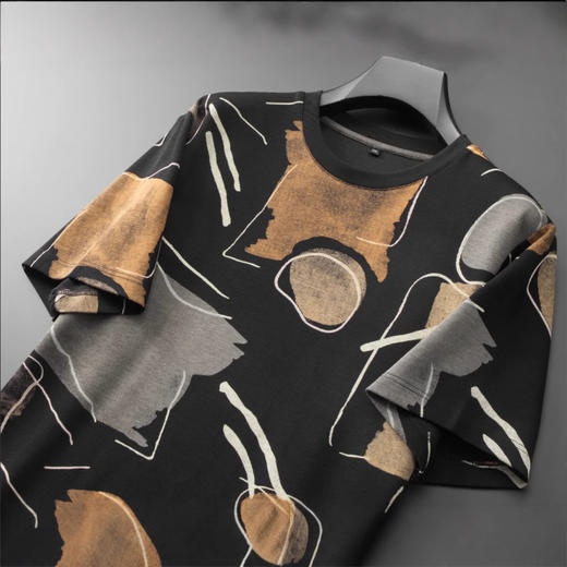 【DDA】大依优型大码短袖T恤男士加肥加大花短袖高克重圆领宽松休闲印花半袖 商品图3