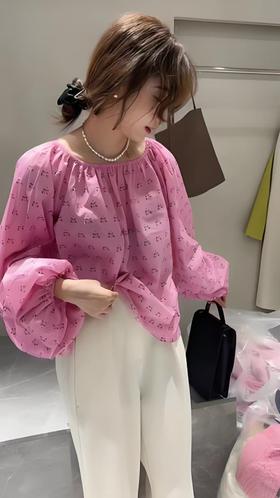 【限八一促】-（NO退）原创设计师品牌- CHUMO初沫8004法式浪漫泡泡袖碎花一字领小衫女ins-喜出