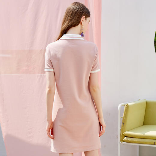 欧芮儿2019新款女装夏装polo领针织连衣裙女中长款刺绣绣花女裙子 商品图1