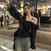 西遇法式波点衬衫女春夏新款凉感长袖荷叶边吊带一字肩上衣SS150308 商品缩略图1