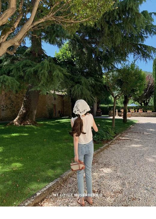 M码 金蘑菇菇 漫画腿牛仔裤 / 毛须边复古蓝百搭九分牛仔裤 商品图6