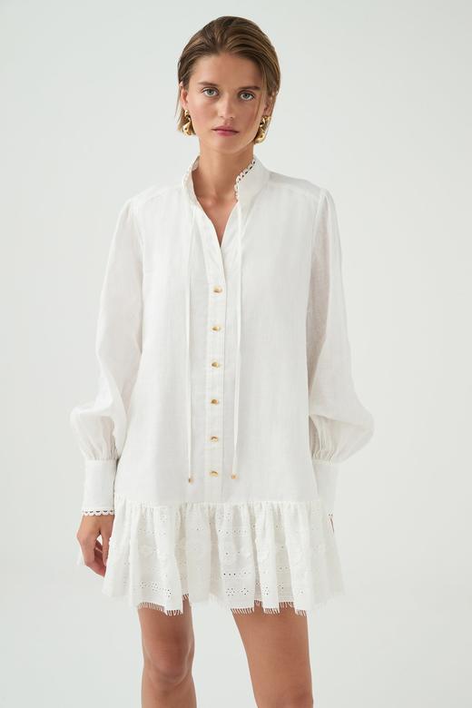 Aje - Cloud Embroidered Dress - Ivory - 女装 - 连身裙 - 象牙白 商品图1