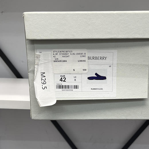 BUR*E**Y/巴*莉 Stingray Clog 男士徽标穿孔橡胶一脚蹬包头拖鞋 商品图4