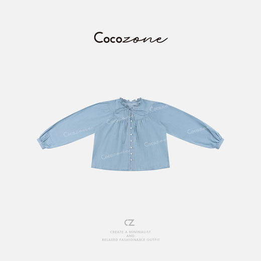 COCO ZONE 刘一一 100棉设计感小众休闲系带女式衬衫CD1A0391 商品图0