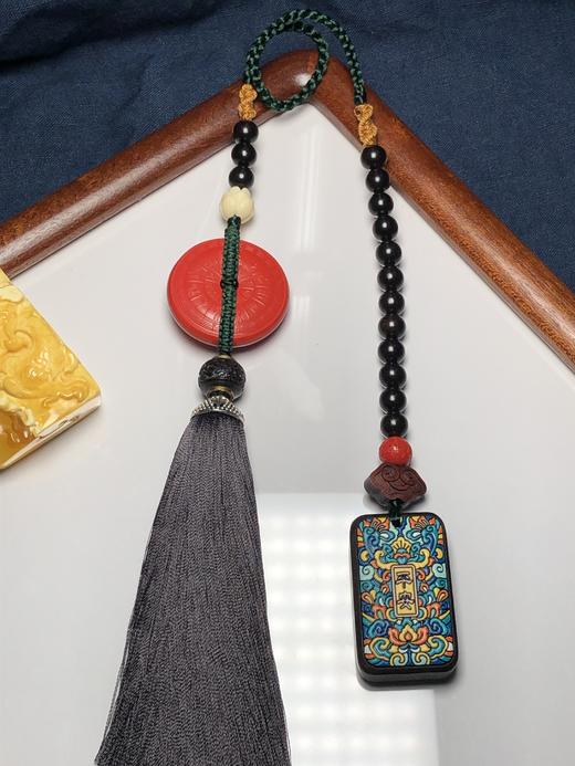 红砂平安扣彩绘黑檀木平安无事牌挂件/车挂06 饰品美物 商品图2