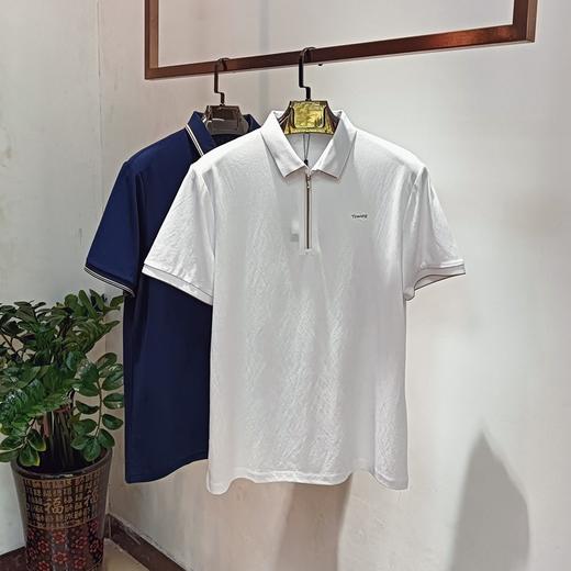 短袖polo衫新款透气舒适翻领拉链休闲简约纯色上衣   FL-9138* 商品图0