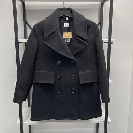 BUR*E**Y/巴*莉 女士绵羊毛双排扣长袖翻领短款风衣外套 商品图0