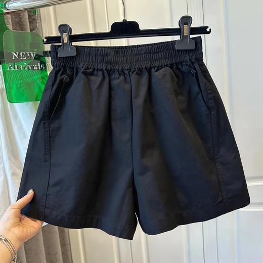 【纯棉松紧腰宽松休闲短裤】阔腿裤高腰口袋纽扣拼接 夏季新款 商品图3