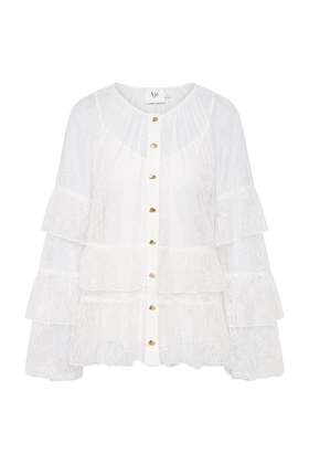 Aje - Primrose Blouse - Ivory - 女装 - 衬衫 - 象牙白
