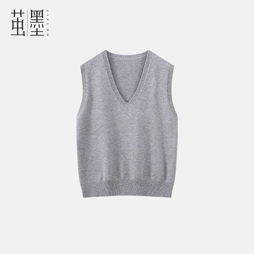 茧墨 日式V领针织马甲背心 商品图1