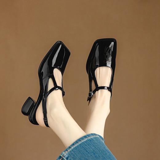 【预售5天】大幂幂同款~爆款牛皮银色丁字扣带时尚包头后空玛丽珍凉鞋NJMK&K1395 商品图1