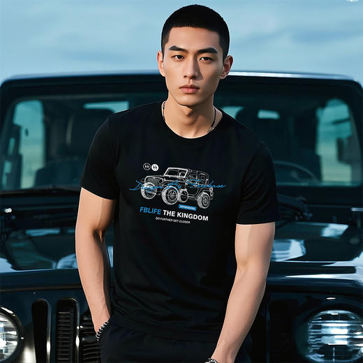 自由基地潮牌短袖t恤越野牧马人创意印花男女夏装黑色情侣打底衫 NMT-2216 商品图0