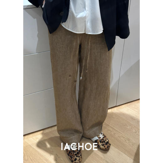棉仓3621518014-IACHOE亚麻抽绳休闲裤 商品图2