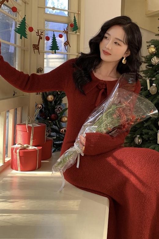 SIA SAYLOR 氛围感玫瑰系带连衣裙 19603 商品图2