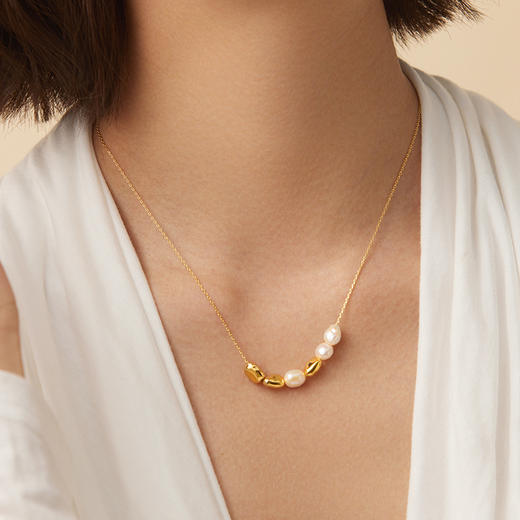 优选丨Manreya玛芮雅“金豆”淡水珍珠耳环/耳夹/项链(金色款/银色款) 商品图2