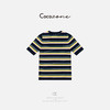 COCO ZONE 刘一一2025新款内搭上衣圆领条纹拼色短袖ACD2A0640 商品缩略图1